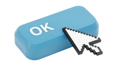 Cursor Arrow Clicking on a Blue OK Button mouse pointer