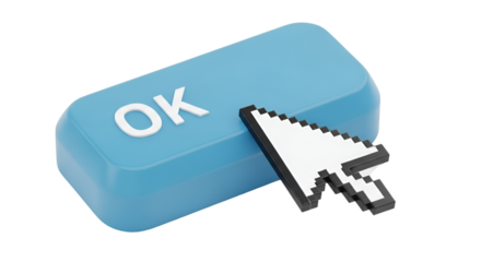 Cursor Arrow Clicking on a Blue OK Button mouse pointer