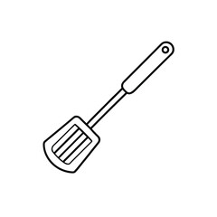 Simple line art illustration of a kitchen spatula on a clean white background