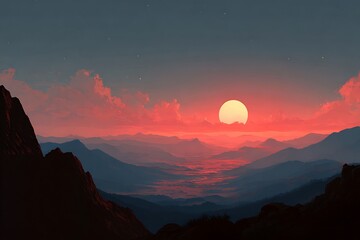sunset over the mountains