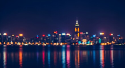 Bokeh city lights reflection at night