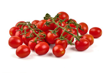 Cherry Tomatoes on the Vine, isolated on white background