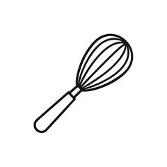 Clean outline of a kitchen whisk on a white background