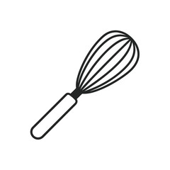 Simple outline of a kitchen whisk on a clean white background