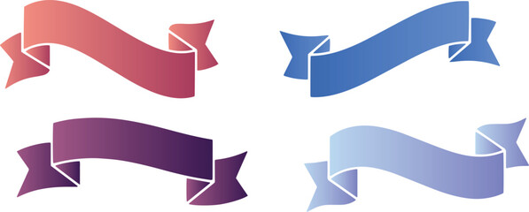 Set of Vector Gradient Ribbons and Rosettes: Colorful Banners, Medals, Awards, Seals, and Labels for Web Design.