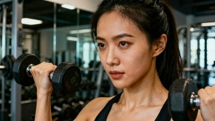 Obraz premium young woman asia working out in gym