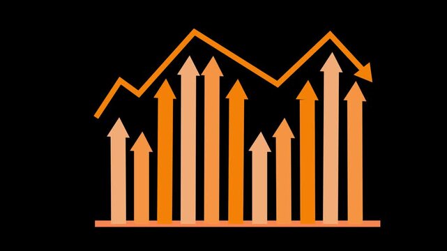 Arrows Indicating Growth and Decline, Infographic Style Business Report with Animated Bar Graph and Charts
