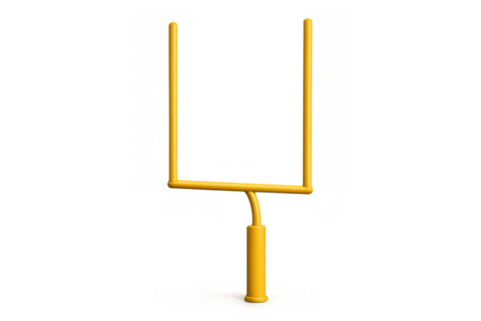 American football yellow goalpost providing scoring target for field goals and extra points, transparent background