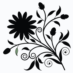 Elegant daisy mandala with intricate curling vines and floral elements