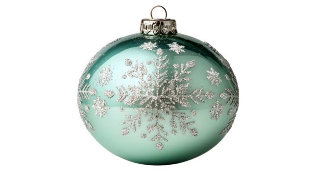 Teal Snowflake Christmas Ornament isolated on transparent background
