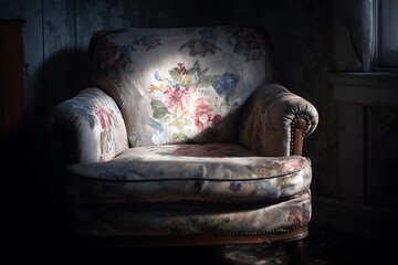 a faded arm chair