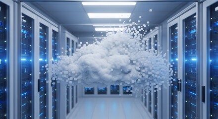 Secure cloud computing in modern data center provides seamless digital transformation and reliable IT infrastructure for global connectivity solutions