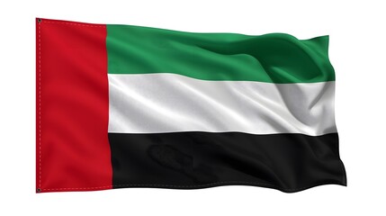 Waving flag of the united arab emirates isolated on white background