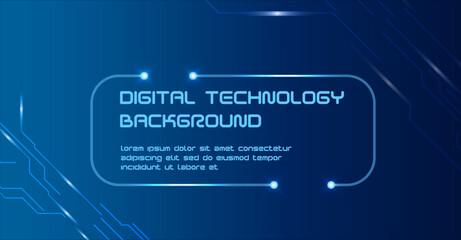 Abstract Digital Technology Display. Gradient blue tech screen with subtle glowing circuits and minimal interface text.