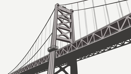 Brooklyn bridge vector low angle graphic ideal for city skyline designs, travel brochures, urbanthemed websites, and new york city promotions.