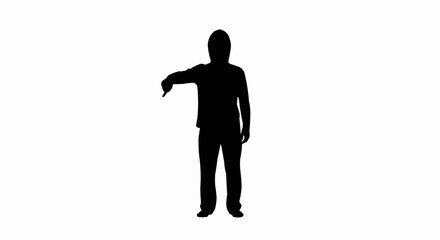 Silhouette of a person pointing with their arm outstretched towards something.