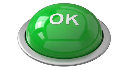 Green OK Button with White Text 3D Render confirmation
