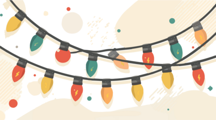  template Christmas light element with flat design, featuring a stylized and modern aesthetic, incorporating bold lines, minimalist shapes, and vibrant colours