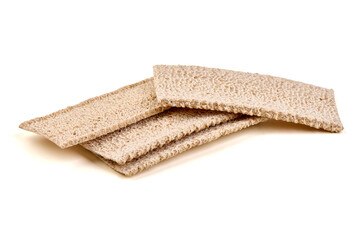Crispbread Stack, Whole Grain, Isolated on White Background