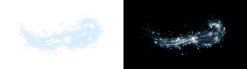 Light effects PNG, glowing stream overlay, transparent glitter PNG for