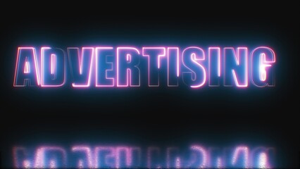 Advertising neon text. Computer generated 3d render