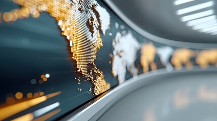 Global Data Visualization: Digital World Map, Technology Concept