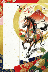 2026年令和8年用の年賀状デザイン（午年）