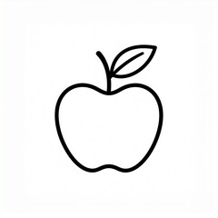Fototapeta premium Minimal Apple Fruit Icon in Simple Black Line Style
