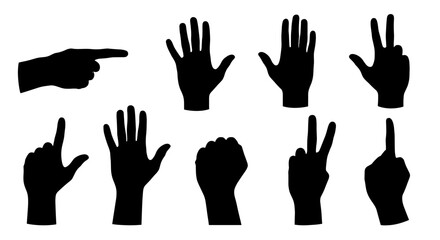 Fototapeta premium Human Hand Gestures Collection: Demonstrating Communication, Counting, and Sign Language in a Digital Vector Illustration. Representing Body Language, Expression, and Interaction for Use in Presentati