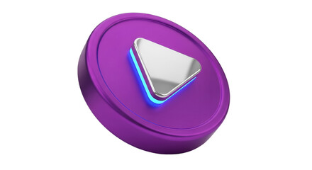 Purple Play Button Icon with Blue Neon Glow illustration