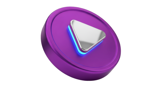Purple Play Button Icon with Blue Neon Glow illustration