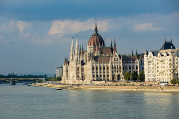 Hungary. Budapest. The exterior of the Parliament building.