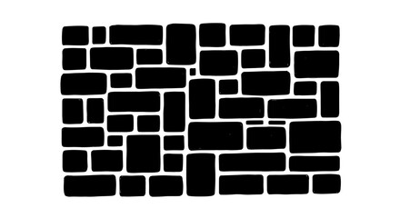 Abstract Black Bricks Arranged in a Square: Modern Architectural Design Concept for Interior Decor & Backgrounds, Stone Wall Illustration, Graphic Pattern for Business Presentations & Creative Marketi