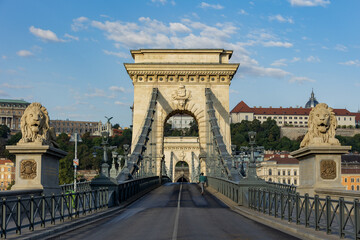 Hungary. Budapest. Szechenyi Chain Bridge over the Danube.