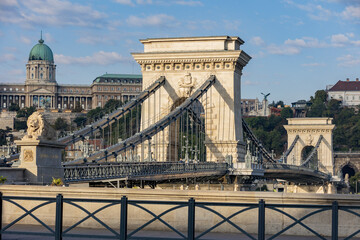 Hungary. Budapest. Szechenyi Chain Bridge over the Danube.