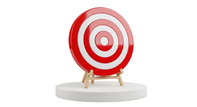 Red and White Target on Wooden Stand dartboard bullseye