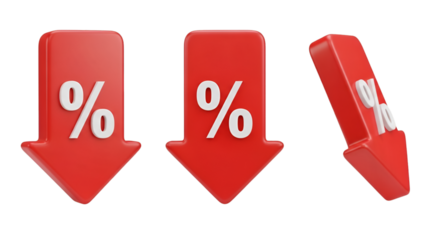 Red Downward Arrows with Percentage Symbols discount