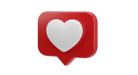 Red heart icon in a speech bubble on a transparent background