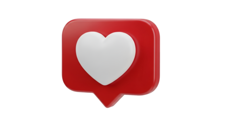 Red heart icon in a speech bubble on a transparent background