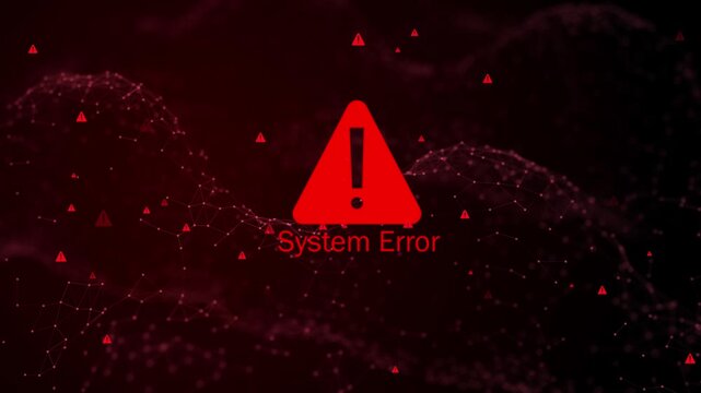 Red system error warning icon. Concept for cybersecurity threats, system failure, hacking alert, IT issues, malware detection, and critical tech problems.