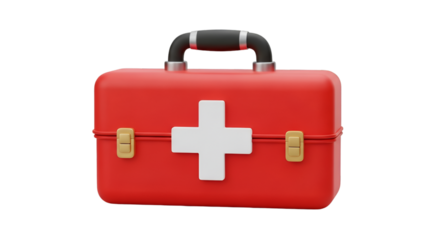 Red First Aid Kit With White Cross whisk image