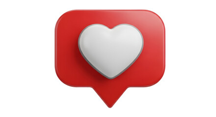 Red heart notification icon with white heart on black background