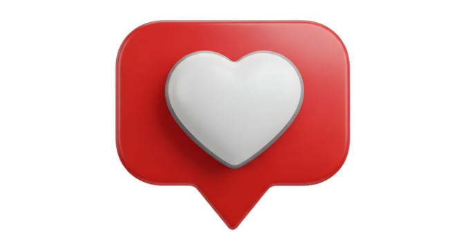 Red heart notification icon with white heart on black background