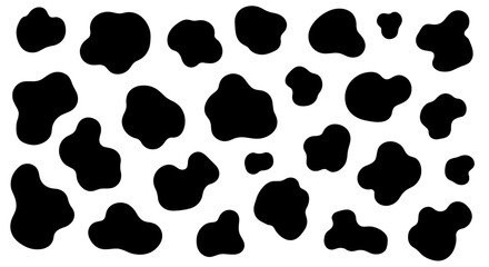 Fototapeta premium Abstract Cow Spots Pattern Design Background for Modern Farmhouse Decor, Animal Print Texture for Crafts, Textiles, Fabrics, and Creative Projects, Spotted Black and White Illustration for Home Decor,