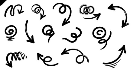 Hand-Drawn Arrows Set for Modern Business Presentation Design, Upward and Downward Navigation Elements for Creative Marketing, Doodle Style Directional Cues, Sketchy Flowchart Arrows for Innovation, T