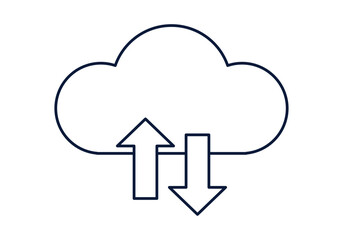 Ilustración vectorial de icono de nube con flechas de subida y descarga para transferencia de datos