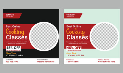 Online cooking class social media post banner