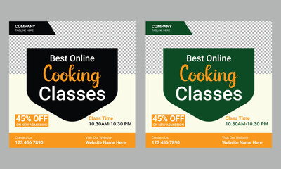 Online cooking class social media post banner