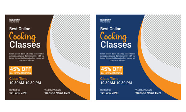 Online cooking class social media post banner