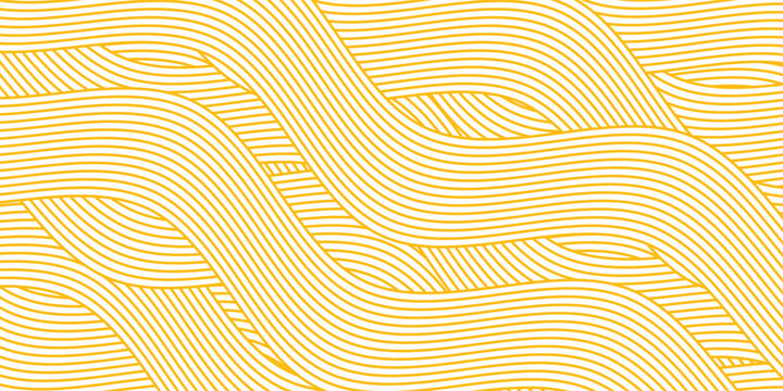 Yellow instant noodle, pasta and spaghetti texture with geometric wavy lines. Ramen, pasta vector pattern. Background abstract food illustrationPrint